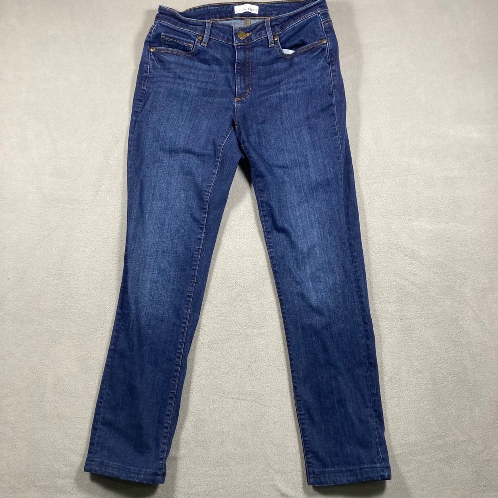 LOFT Jeans Womens Size 6 Blue Straight Curvy Straight Stretch Dark Wash